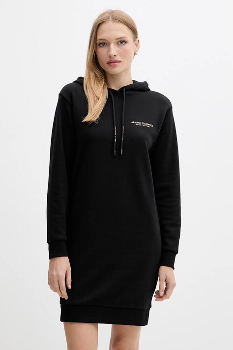 Armani Exchange sukienka bawełniana kolor czarny mini prosta XW001453 AF10830