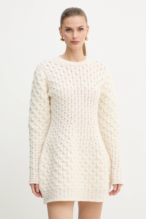 Vlněné šaty Twinset béžová barva, mini, 252TS3160