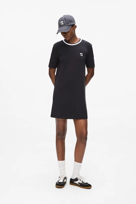Karl Lagerfeld rochie culoarea negru, mini, drept, A4W13020