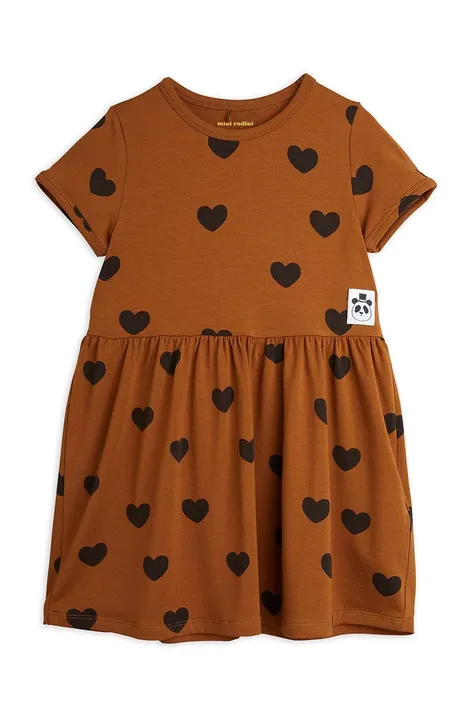 Детское платье Mini Rodini цвет коричневый mini расклешённое