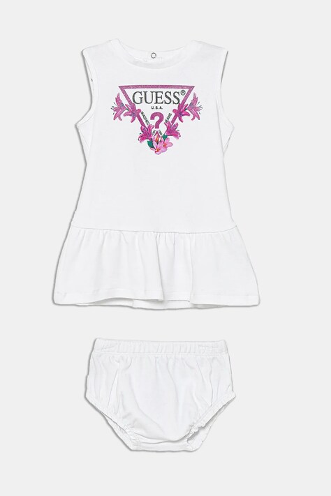 Dětské bavlněné šaty Guess bílá barva, mini, A4GK18 KA6W4