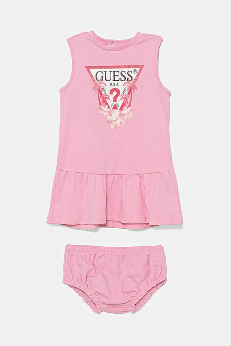 Dětské bavlněné šaty Guess růžová barva, mini, A4GK18 KA6W4