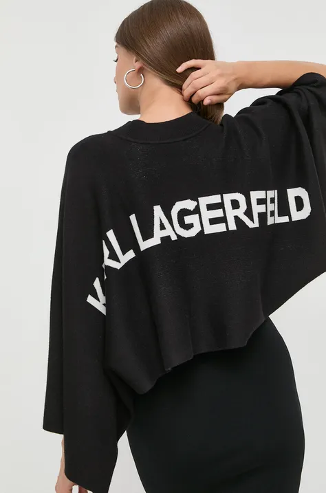 Sveter Karl Lagerfeld dámsky, čierna farba, tenký,