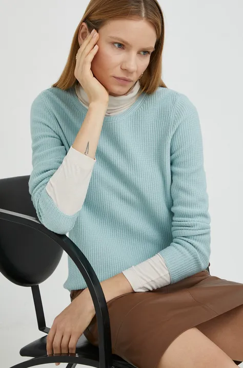 Pamučni pulover Marc O'Polo za žene, boja: tirkizna,