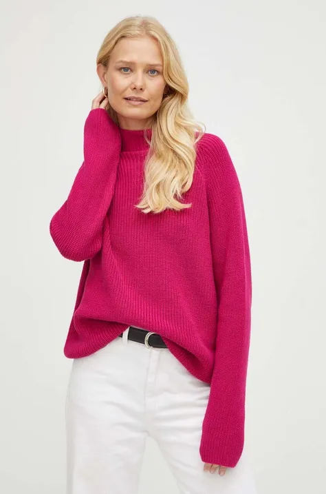 Marc O'Polo sweter bawełniany kolor różowy z półgolfem