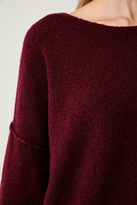 American Vintage светр жіночий з додаванням вовни PULL ML COL BATEAU — AA00-SWD0HY, бордо — фото 5