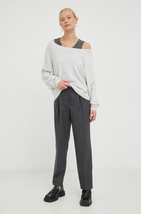 American Vintage светр жіночий з додаванням вовни PULL ML COL BATEAU — AA00-SWD0HY, сірий — фото 2