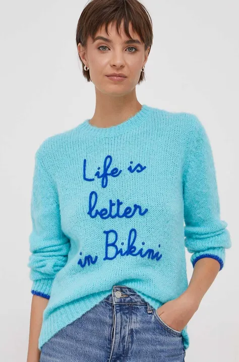 Пуловер с вълна MC2 Saint Barth дамски в тюркоазено
