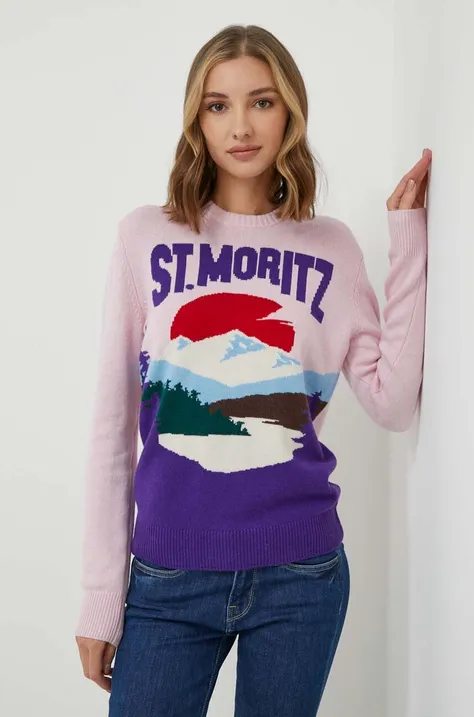 Vuneni pulover MC2 Saint Barth za žene, boja: ružičasta