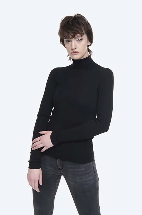 Пуловер с вълна Norse Projects Siri Roll Merino NW45-0167 9999 дамски в черно от лека материя с поло
