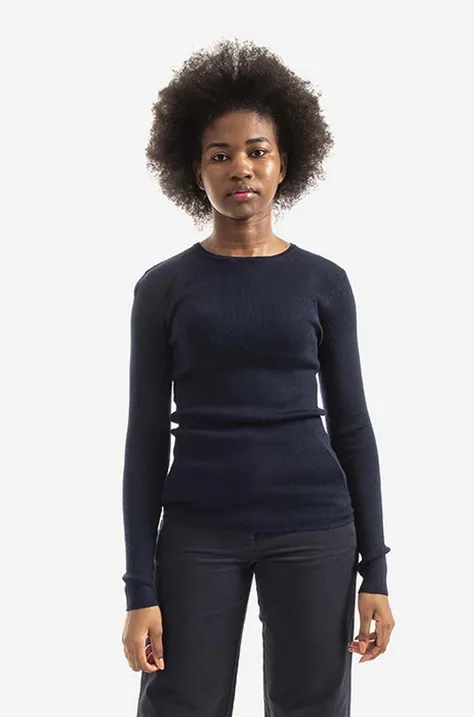 Вълнен пуловер Norse Projects Siri Merino дамски в тъмносиньо от лека материя