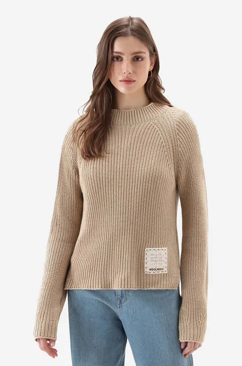 Woolrich sweter bawełniany Natural Dyeing kolor beżowy CFWWKN0211FRUF0670-8743