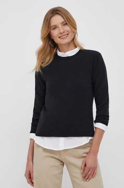 Volnen pulover United Colors of Benetton ženski, črna barva