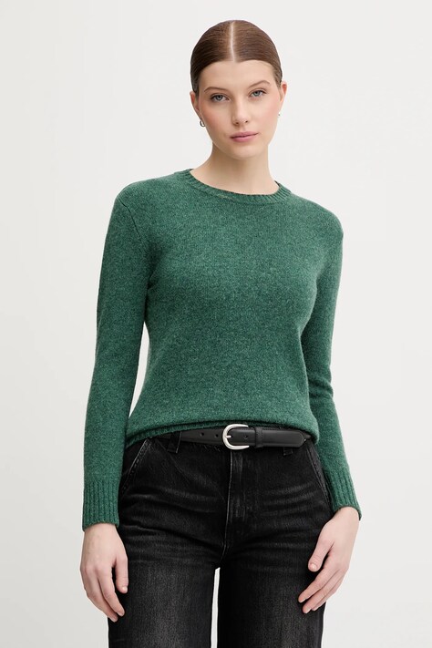 United Colors of Benetton sweter wełniany damski kolor zielony lekki