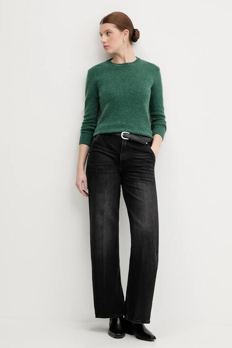 United Colors of Benetton sweter wełniany damski kolor zielony lekki