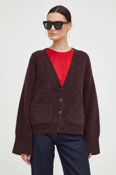 Gestuz cardigan din lana culoarea bordo, light