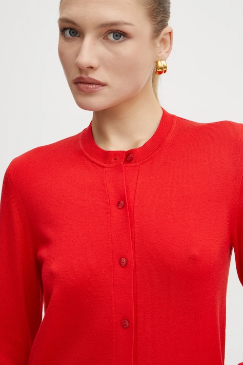 Вовняний кардиган BOSS колір червоний легкий 50492552