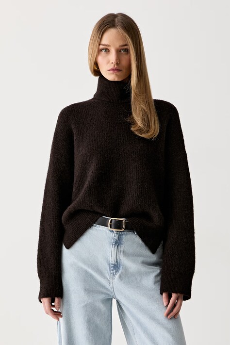 Gestuz sweter damski z wełną brązowy 10909333