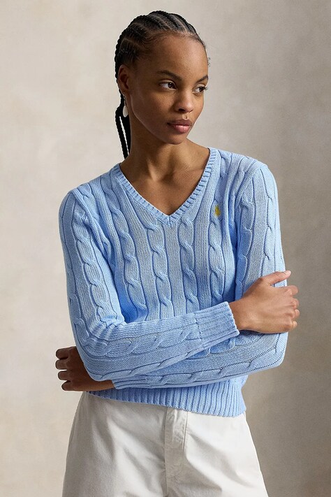 Polo Ralph Lauren sweter damski bawełniany niebieski 211971870