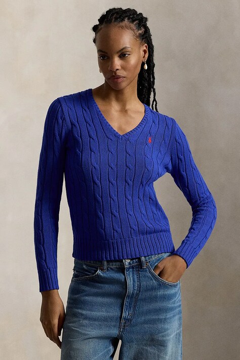 Polo Ralph Lauren Свитер из хлопка для женщин голубой 211971870