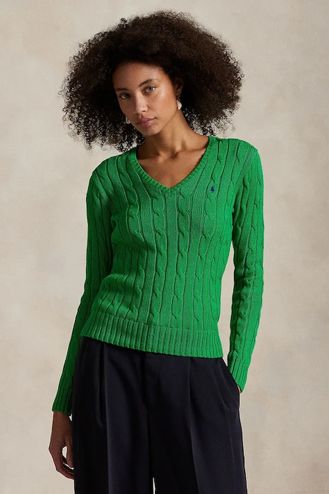 Polo Ralph Lauren Πουλόβερ γυναικείο βαμβακερό πράσινο 211971870