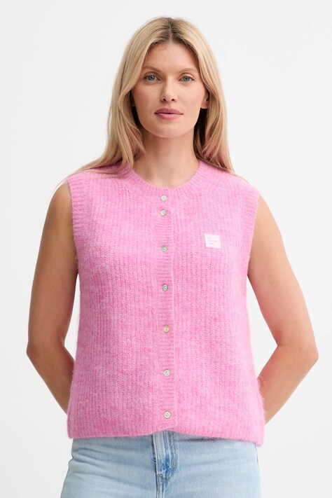 American Vintage vestă din amestec de lână culoarea roz, light, EAST19MC