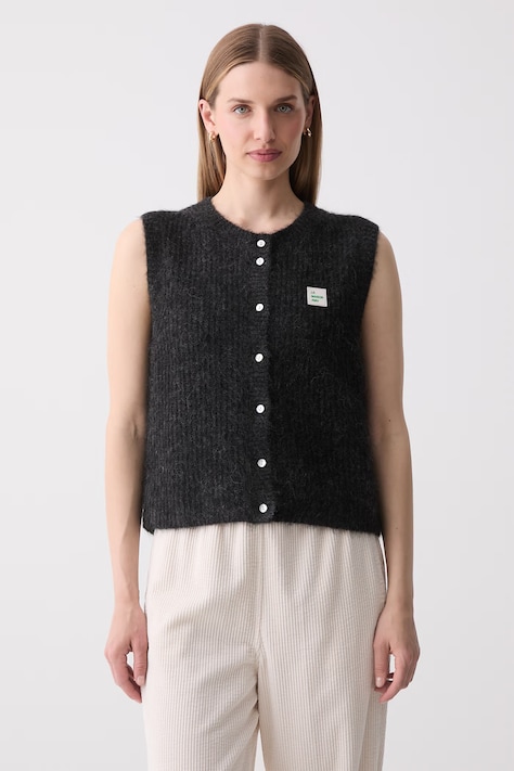 American Vintage vestă pentru femei cu amestec de lână neagră EAST19MC