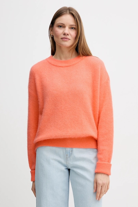 American Vintage sweter wełniany damski kolor pomarańczowy VITO18E