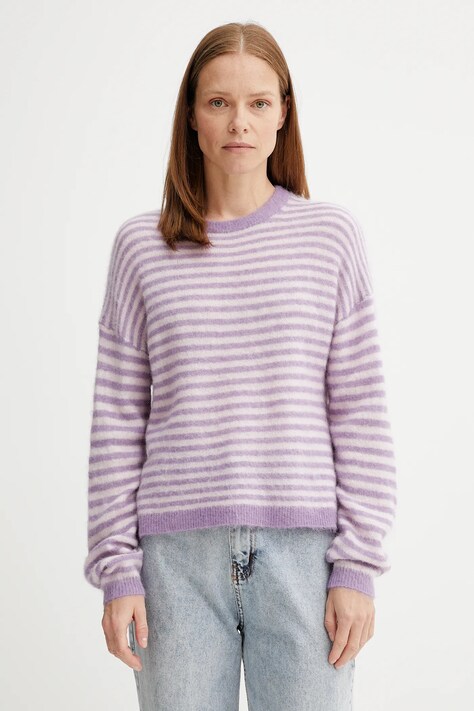 American Vintage sweter wełniany damski kolor różowy lekki NEN18C