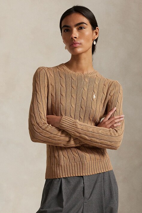 Polo Ralph Lauren sweter z dodatkiem kaszmiru damski kolor beżowy lekki 211971795