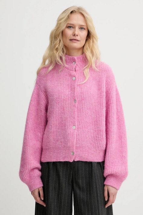 American Vintage kardigan z dodatkiem wełny damski kolor różowy ciepły EAST19N