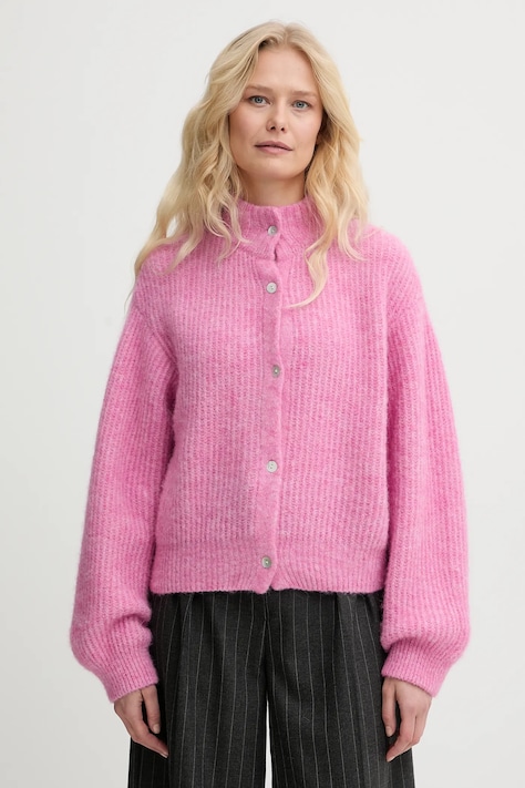 American Vintage kardigan z dodatkiem wełny damski kolor różowy ciepły EAST19N
