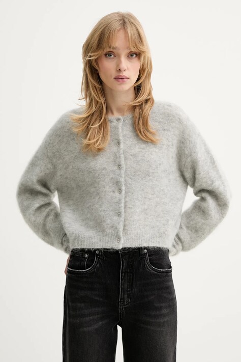 Gestuz kardigan z dodatkiem moheru Gzdebbie damski kolor szary lekki 10910935