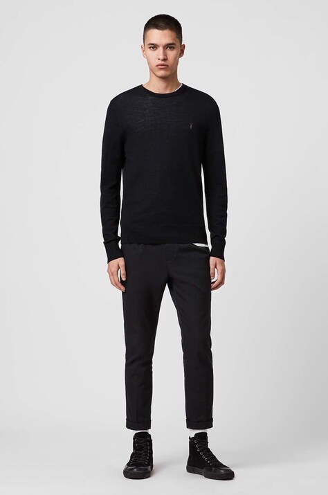 AllSaints - Светр Mode Merino Crew — AA00-SWM01F, чорний — фото 3
