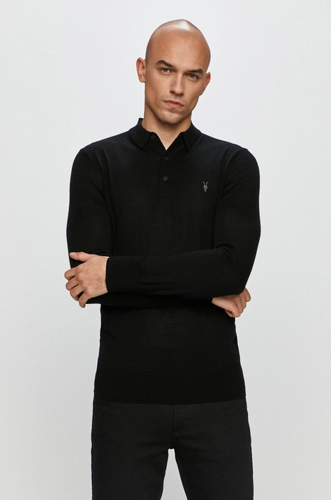 AllSaints - Tričko s dlouhým rukávem Mode Merino LS Polo