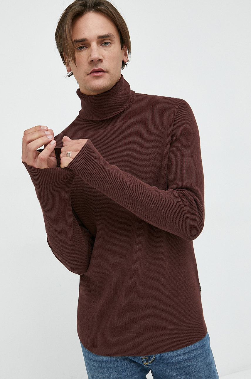 Only & Sons sweter męski kolor brązowy lekki z golferm