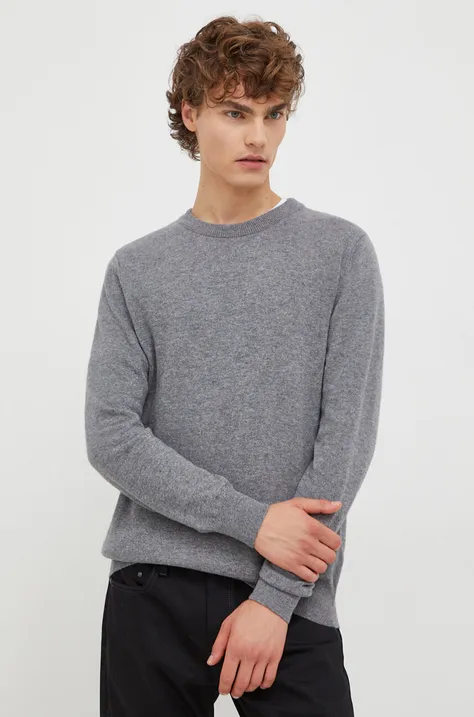Пуловер с вълна Marc O'Polo мъжки в сиво от лека материя