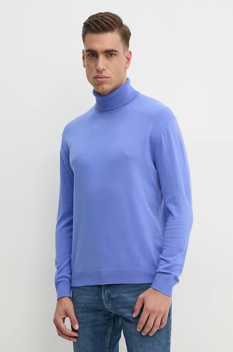United Colors of Benetton pulover barbati, culoarea violet, light, cu guler
