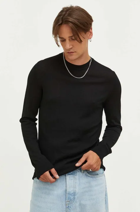 Samsoe Samsoe sweter wełniany męski kolor czarny lekki