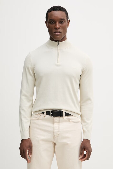 BOSS sweter bawełniany Padro-L kolor beżowy lekki 50516914