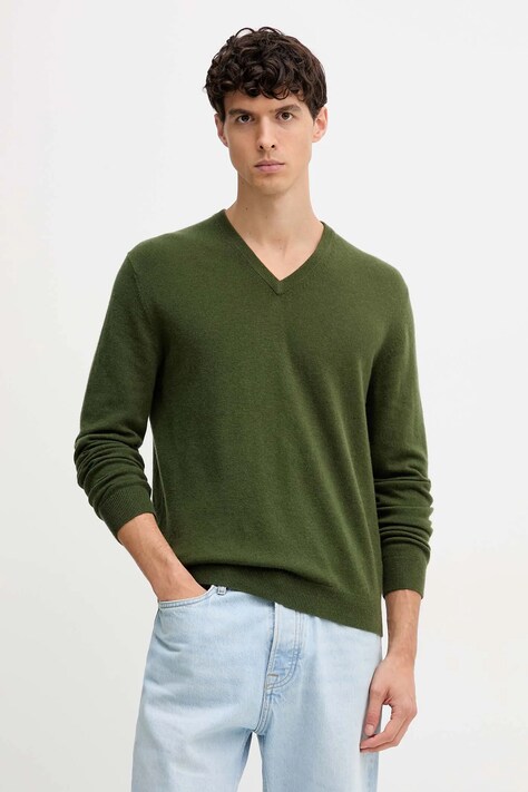 United Colors of Benetton sweter wełniany męski kolor zielony 1002U4407