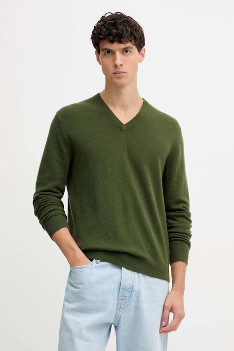 Vlněný svetr United Colors of Benetton pánský, šedá barva, 1002U4407