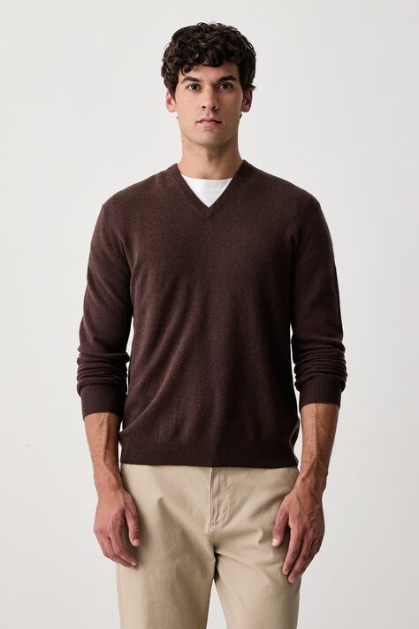 United Colors of Benetton Sveter pánsky vlnený hnedý 1002U4407