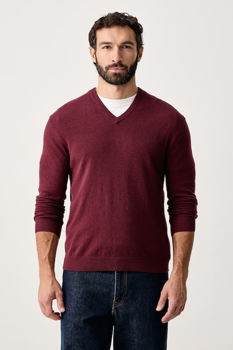 United Colors of Benetton Svetr pánský vlněný burgundský 1002U4407