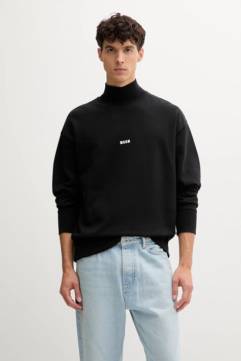 MSGM bluza bawełniana męski kolor czarny z nadrukiem 2000MM508.300000