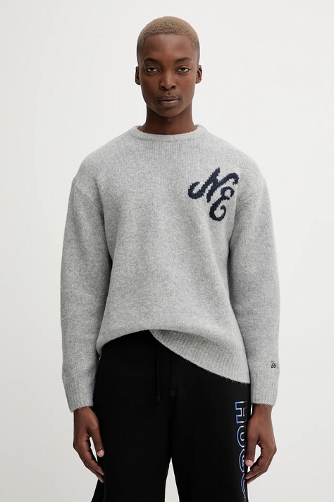 New Era sweter z domieszką wełny kolor szary 60684380
