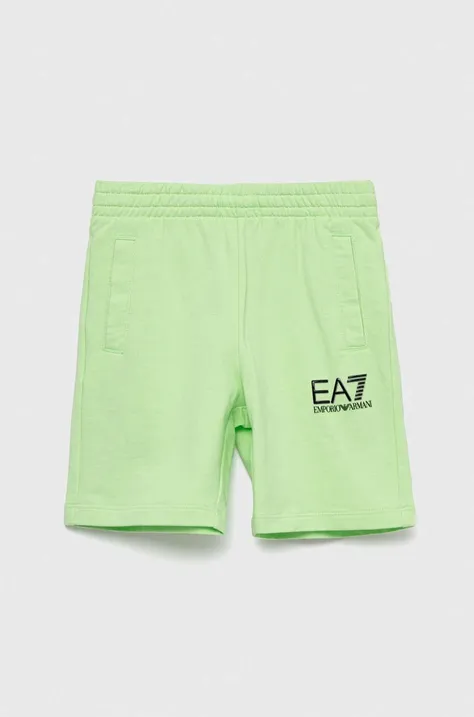 EA7 Emporio Armani szorty bawełniane dziecięce kolor zielony
