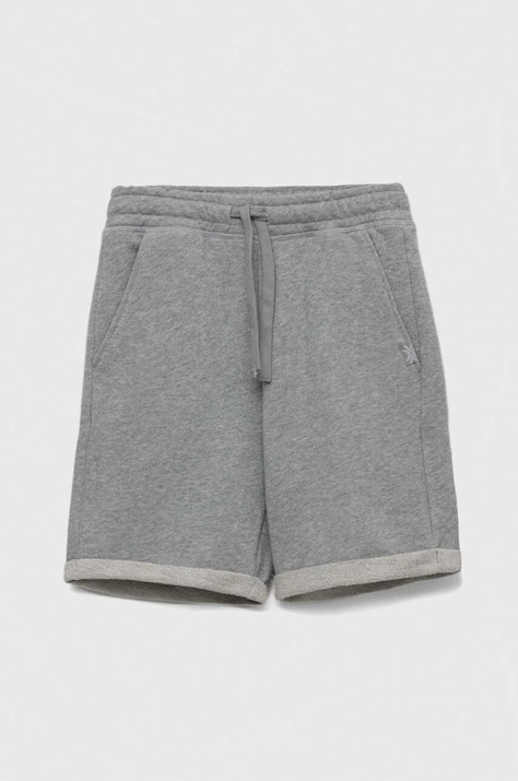 Detské bavlnené šortky United Colors of Benetton šedá farba, nastaviteľný pás