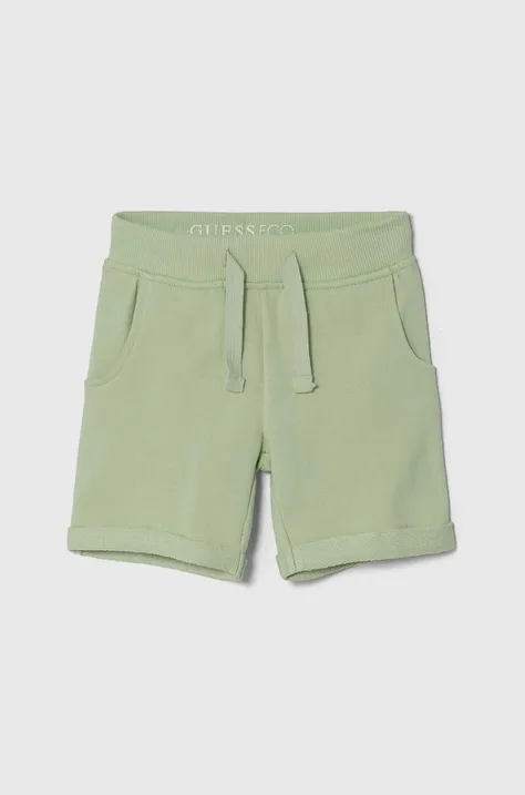 Dječje pamučne kratke hlače Guess boja: zelena, podesivi struk