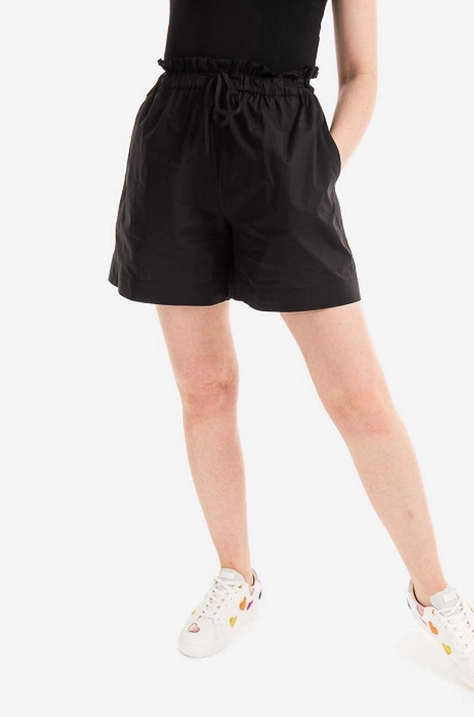 Bavlnené šortky Woolrich Poplin Short CFWWSH0021FRUT302 čierna farba, jednofarebné, vysoký pás